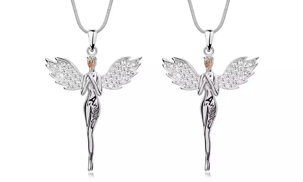 1x oder 2x Schutzengel-Halskette mit Zirkonia-Kristallen