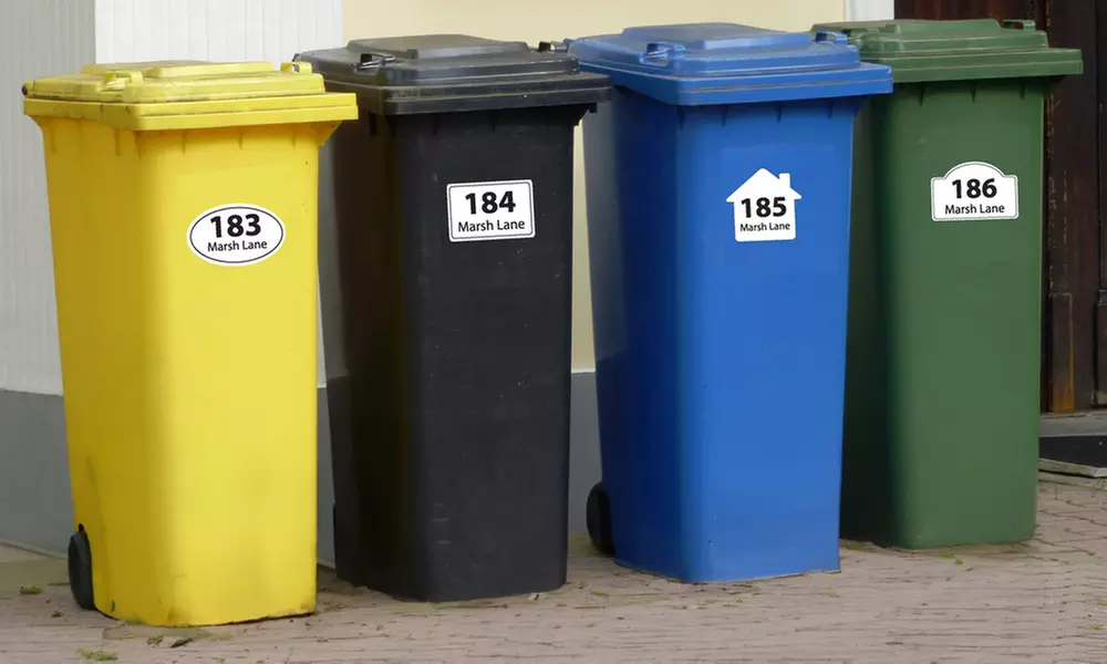 Six Personalised Wheelie Bin Stickers from Decomatters - Primary Image