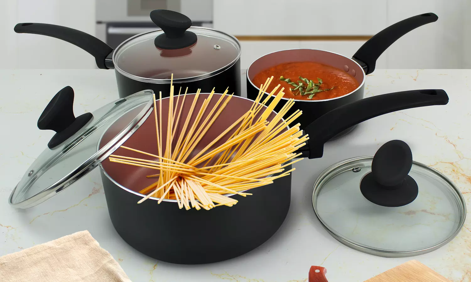 6-Piece Rose Sparkle Saucepan Cookware Set - Primary Image