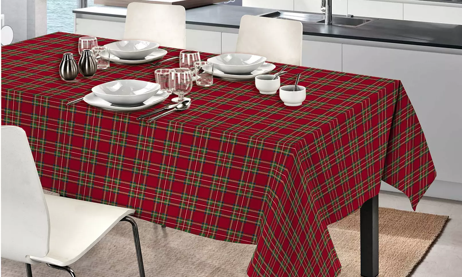 Baumwoll-Tischdecke mit weihnachtlichem Muster