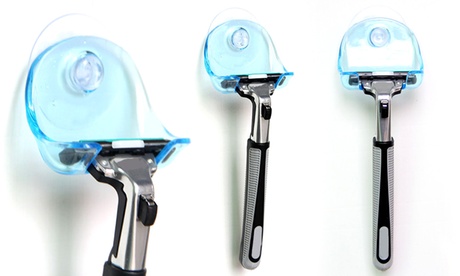 1x oder 2x Saugnapf-Halter für den Rasierer in Blau