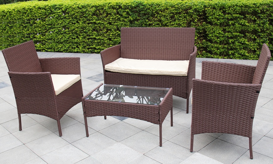 Up To 63% Off Four-Piece Rattan Garden Furniture Set | Groupon