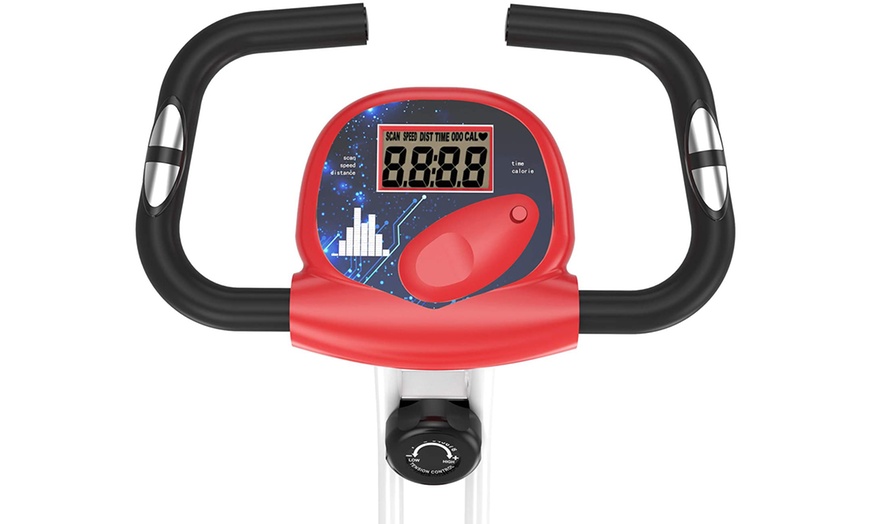 Image 6: HomCom Fold-Away Exercise Bike with 8-Level Resistance and LCD Display