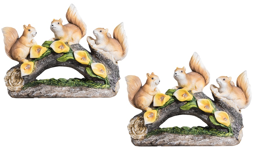 Image 9: One or Two Solar-Powered LED Illuminated Squirrels on Log Decorations