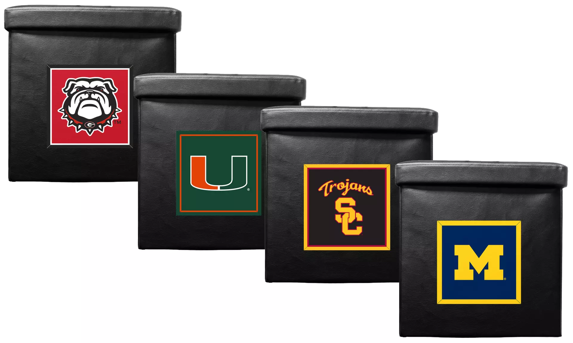 Duckhouse NCAA Team Logo Synthetic Leather 16" Folding Ottoman - Primary Image