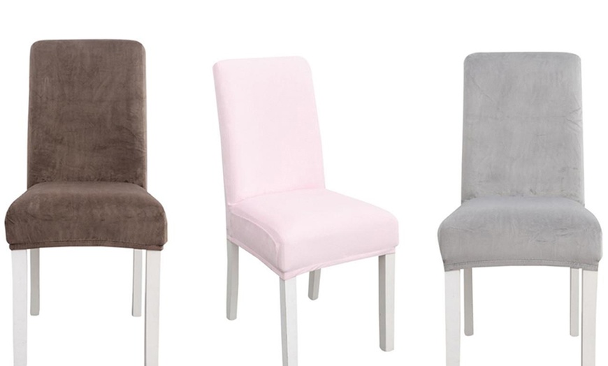 Image 1: Two, Four, Six or Eight Soft Elasticated Universal Chair Covers