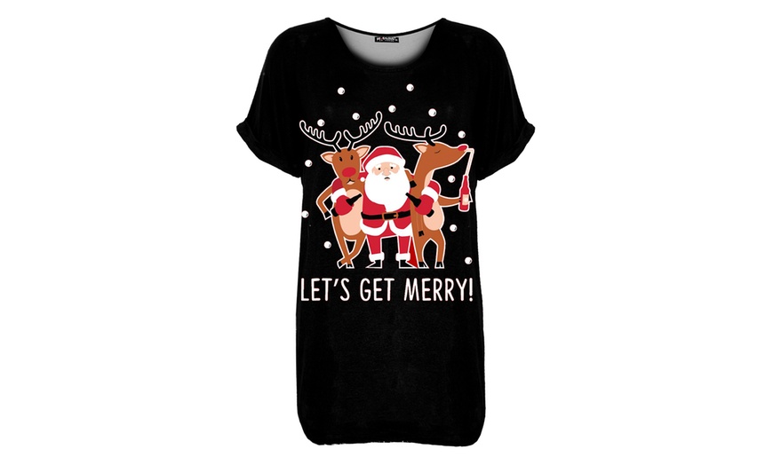 Image 2: T-shirt femme avec motif de Noël