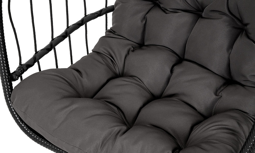 Image 49: Outdoor Cosy Rattan-Effect Hanging Egg Chair with Cushion