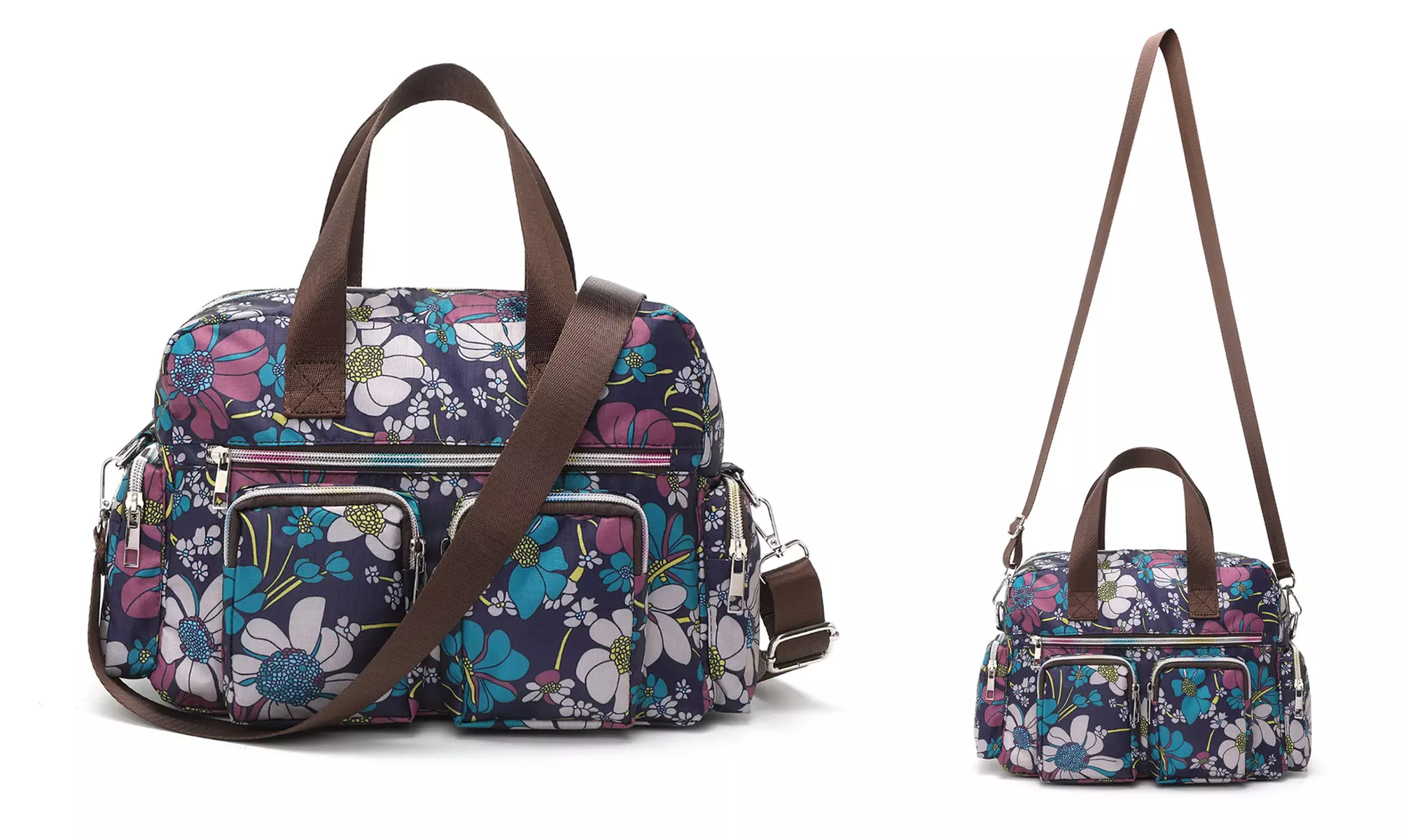 Multi-Pocket Crossbody Tote Bag