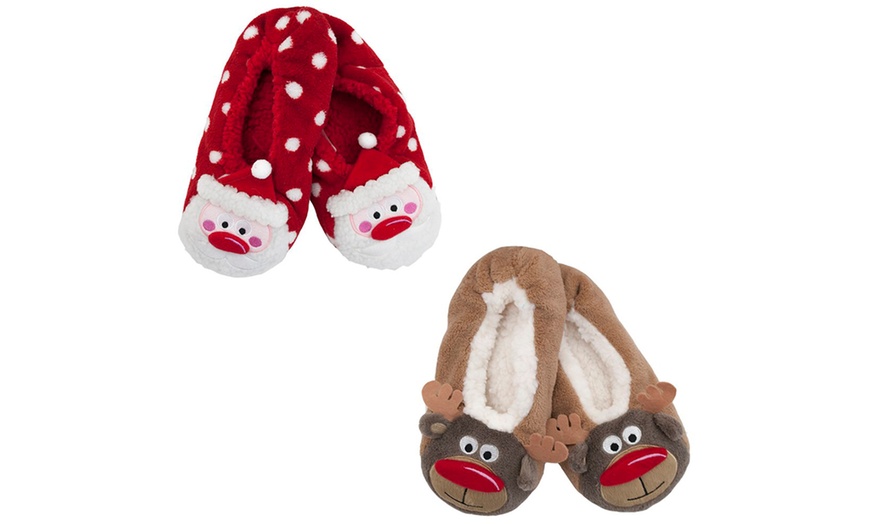 Image 1: Santa/Reindeer Christmas Slippers