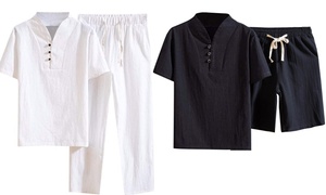 Men's Cotton Linen Pyjamas Set