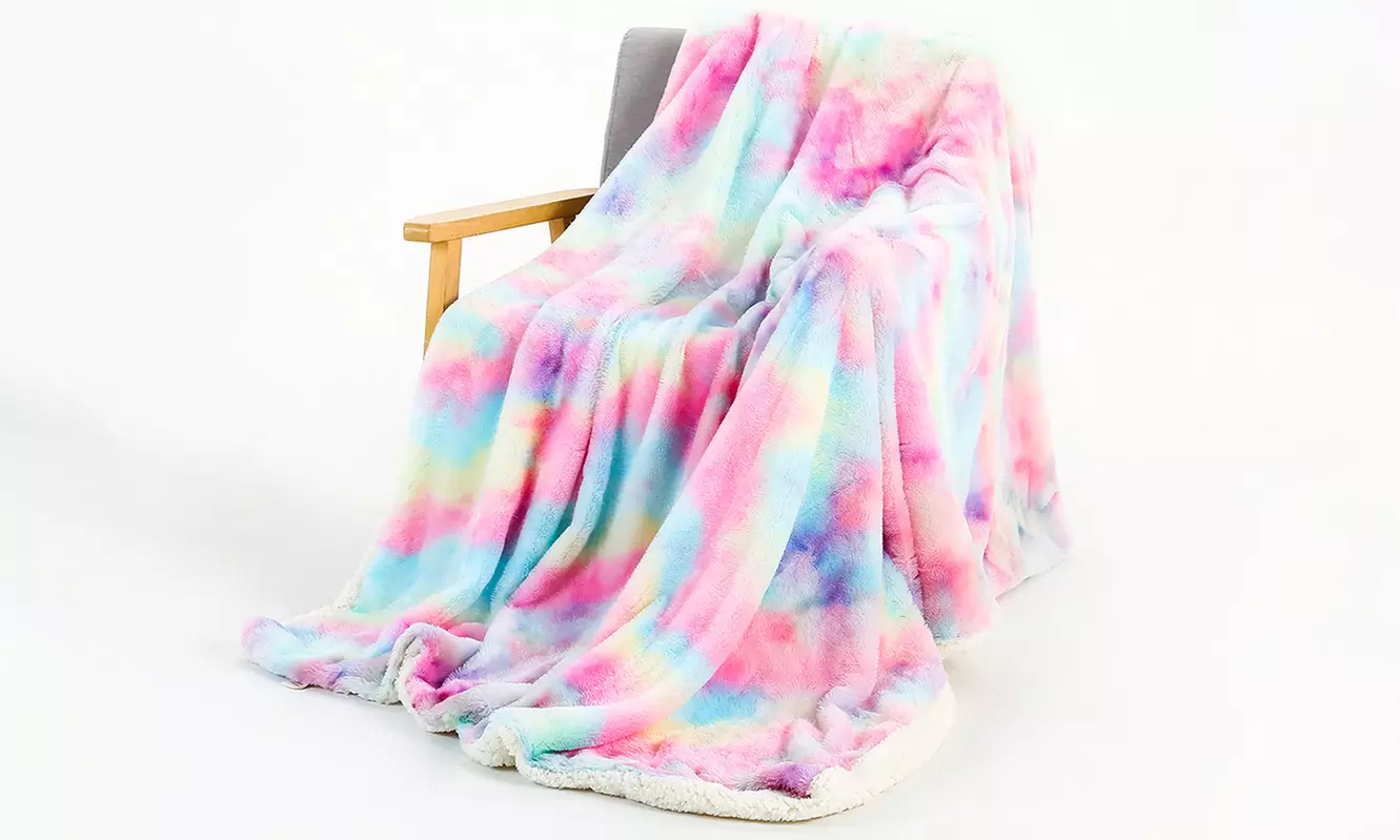 Rainbow Plush Throw Blanket in Choice of Size - Primary Image
