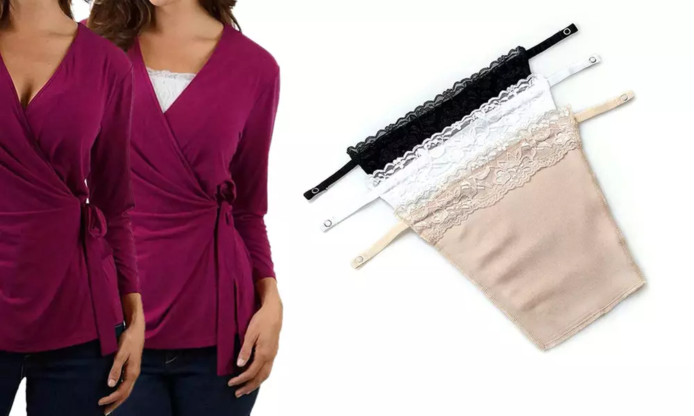 1x oder 3x Dekollete-Clou mit Spitze in Schwarz, Weiß oder Beige - Primary Image