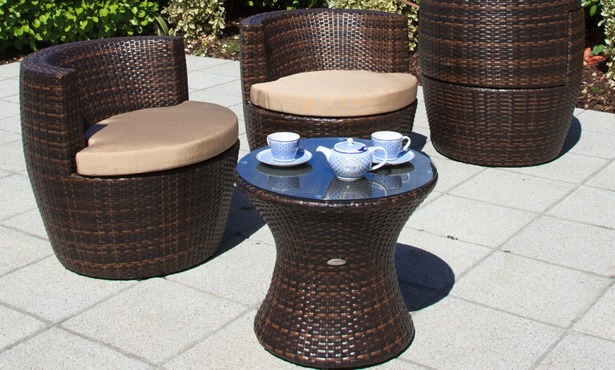 Image 1: Cozy Bay Furniture Rattan Effect Tea Set for Two