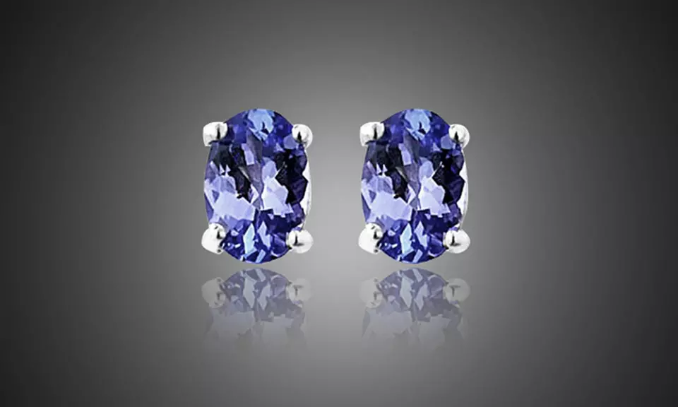 Genuine Tanzanite Round or Oval Cut Studs by Valencia Gem (1 or 2 Pairs) - Primary Image