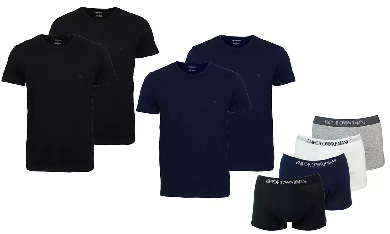 Pack de 2 T-Shirts ou 3 Boxers de la marque Emporio Armani pour Homme - Primary Image