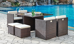  Nine-Piece Cube Garden Rattan Set 