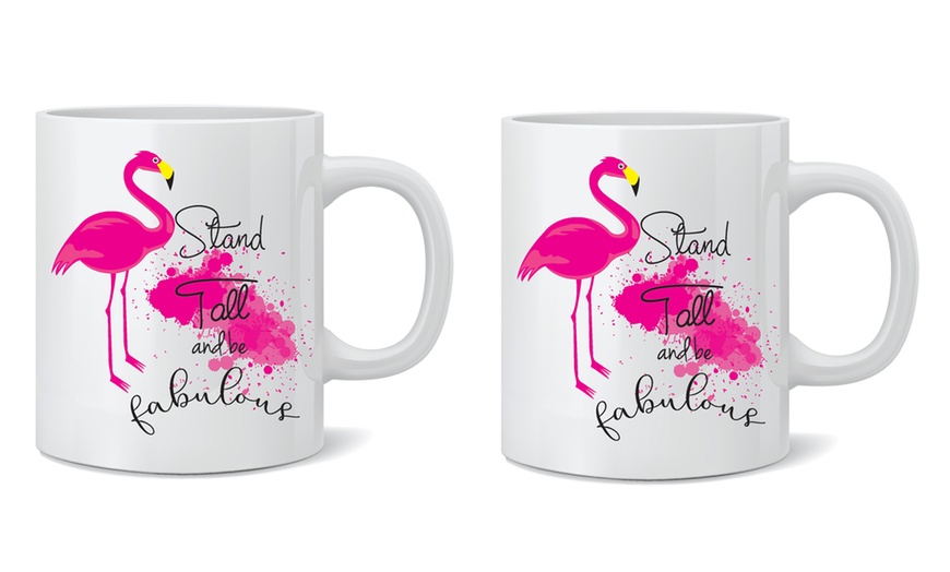 Image 18: One or Two Flamingo Print Mugs