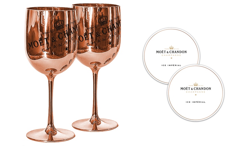 Image 8: Moet Glasses with Coasters