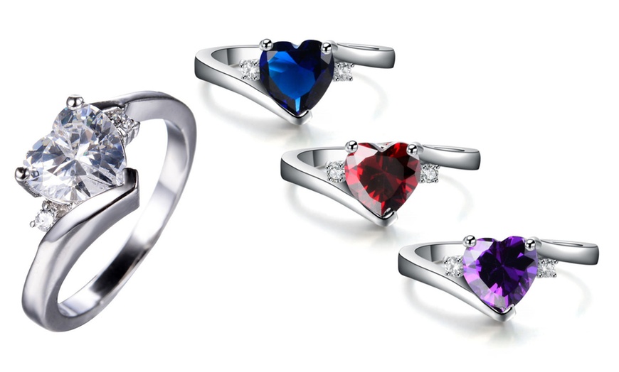 Image 1: Crystal Heart Stone Ring