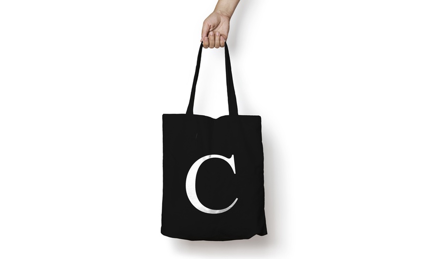 Image 4: Alphabet Letter Cotton Tote Bag