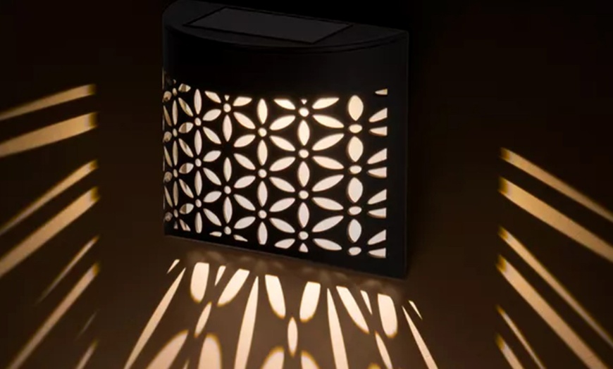 Image 13: Moroccan Solar Wall Lights - 4 Pack, Warm White LED