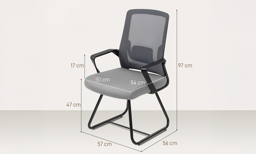 Image 10: HomCom Ergonomic Meeting Chair with Mesh Back Support
