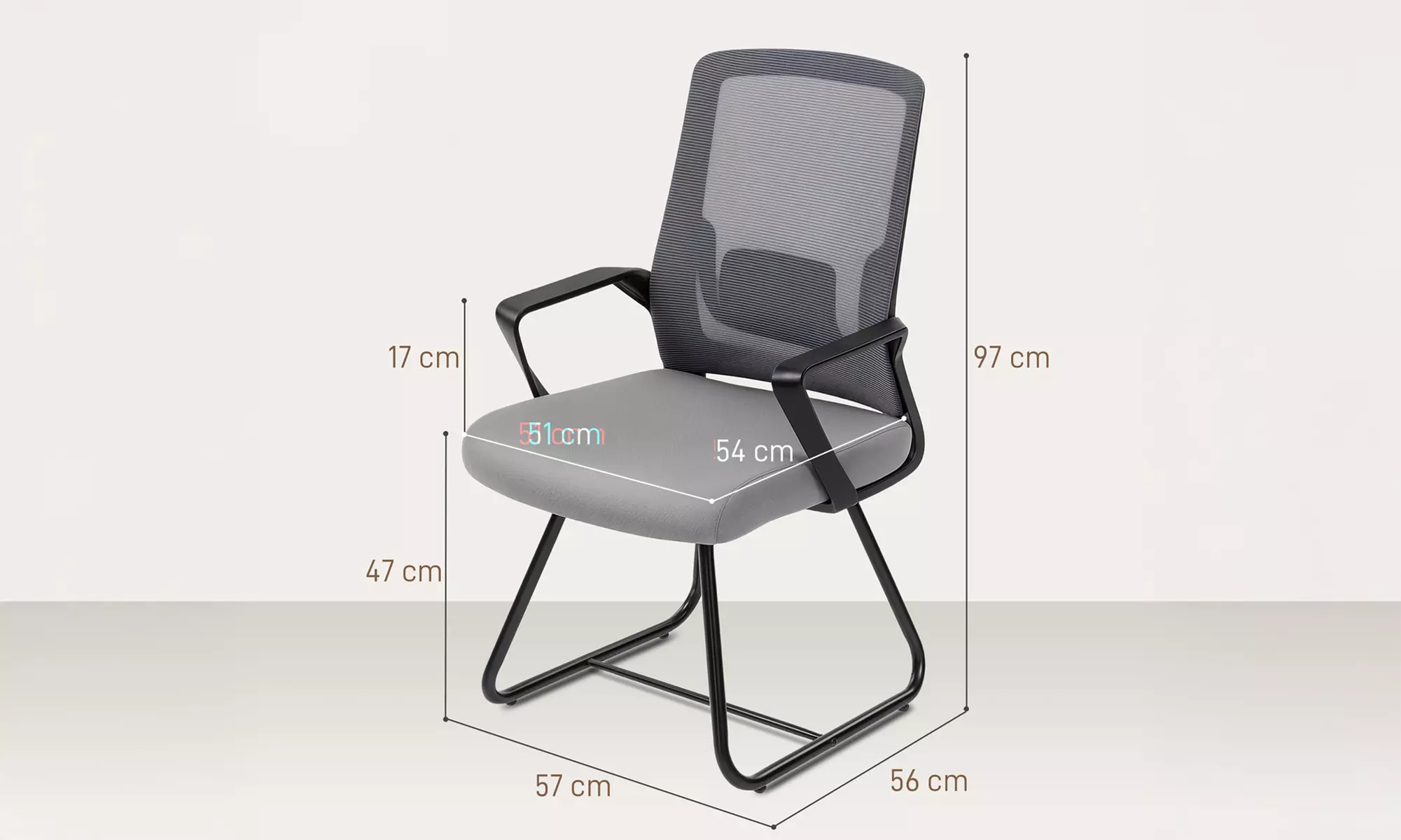 HomCom Ergonomic Meeting Chair with Mesh Back Support