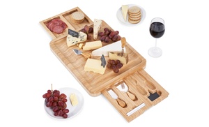 Black Friday Bamboo Cheese Board with Knives, Chalk Pencils and Slates