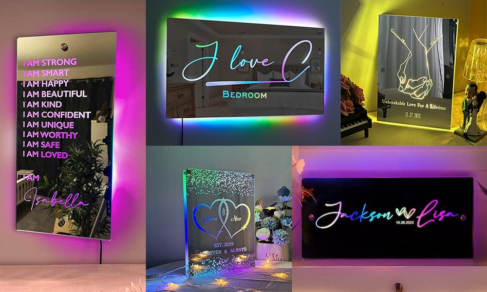 LED-Neon-Spiegel mit Namen von Justyling