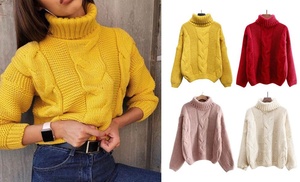 Turtleneck Cable Knit Sweater