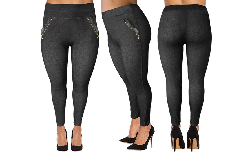 Image 4: Plus Size Denim Jeggings