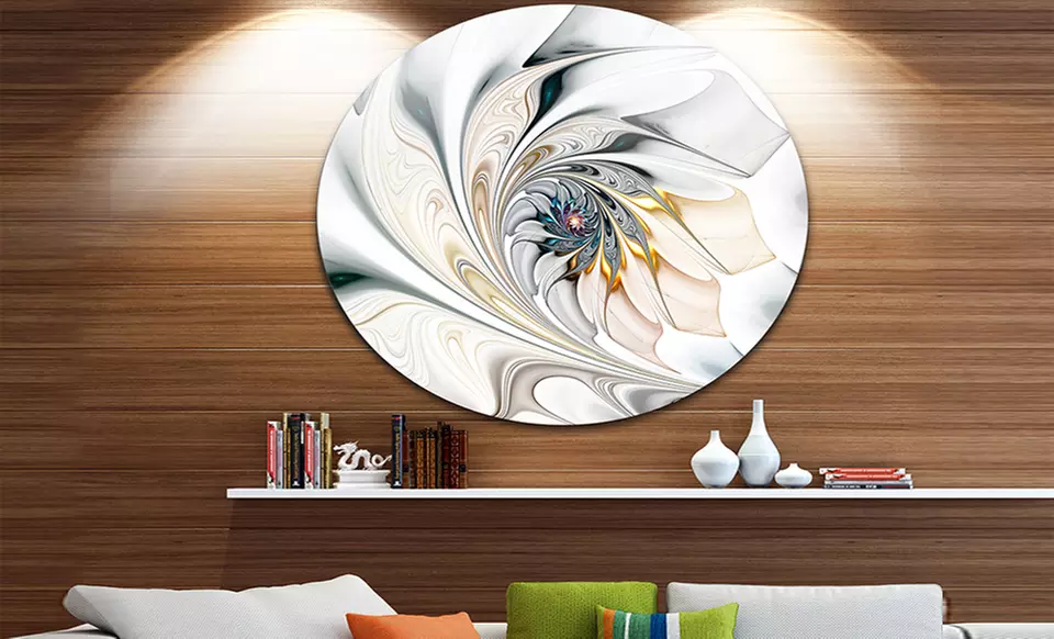 Floral Stained Glass Wall Art on Metal Circle - Primary Image