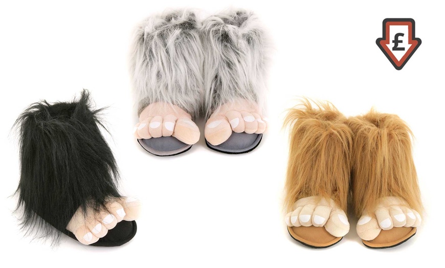 Image 1: Men's Bigfoot Novelty Slippers