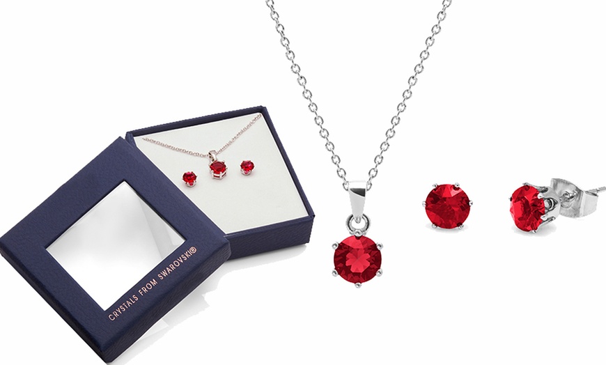 Image 6: Birthstone Necklace and Earrings Set with Crystals from Swarovski®