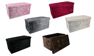  Velvet Double Folding Ottoman Storage Seat 