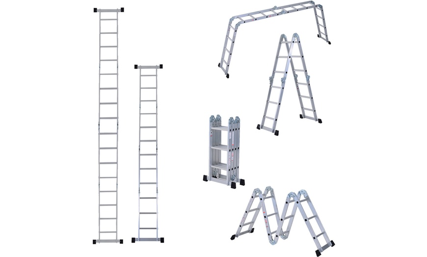 Image 1: HomCom Multi-Functional Ladder