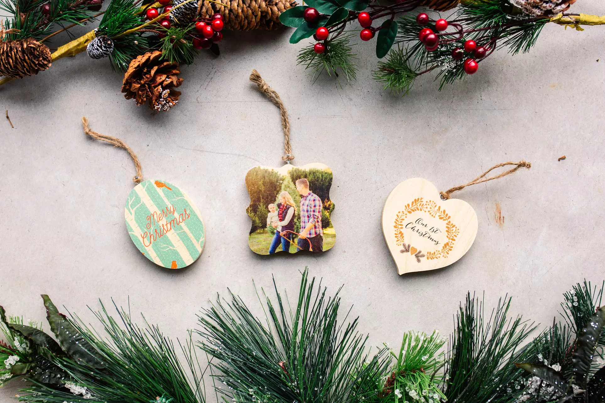 1, 2, 3, 5, or 10 Personalized Wooden Photo Ornaments from PhotoBarn (Up to 75% Off)  - Primary Image