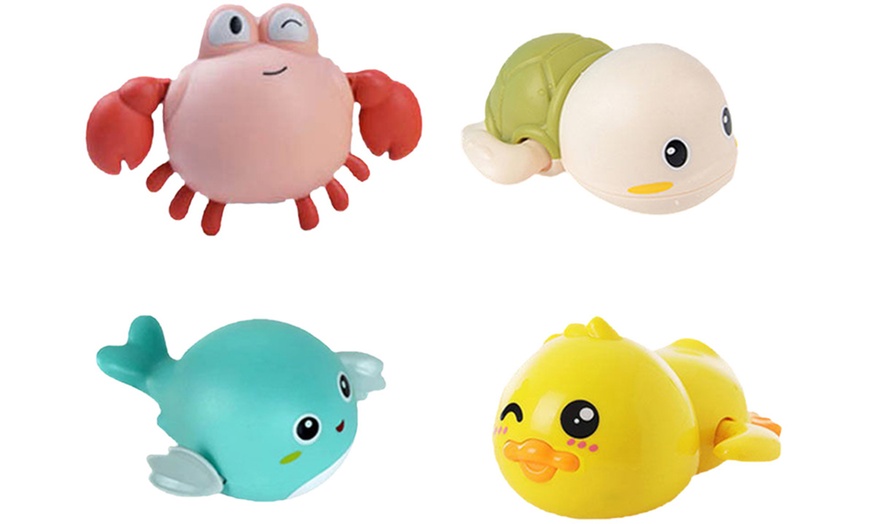 Image 2:  4-Pack Kid's Wind-up Pool Bath Toy Set in Assorted Colours