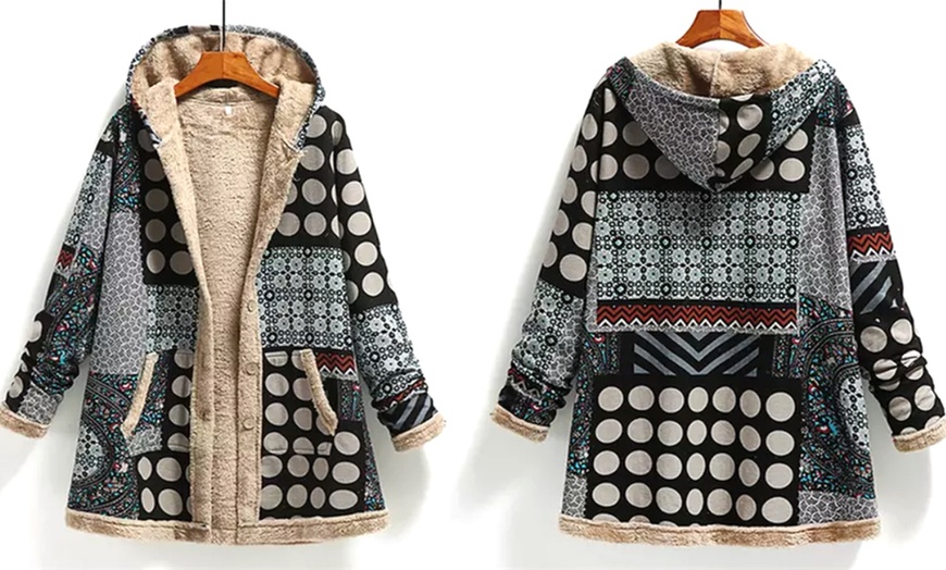 Image 8: Women's Patchwork Fleece-Lined Coat