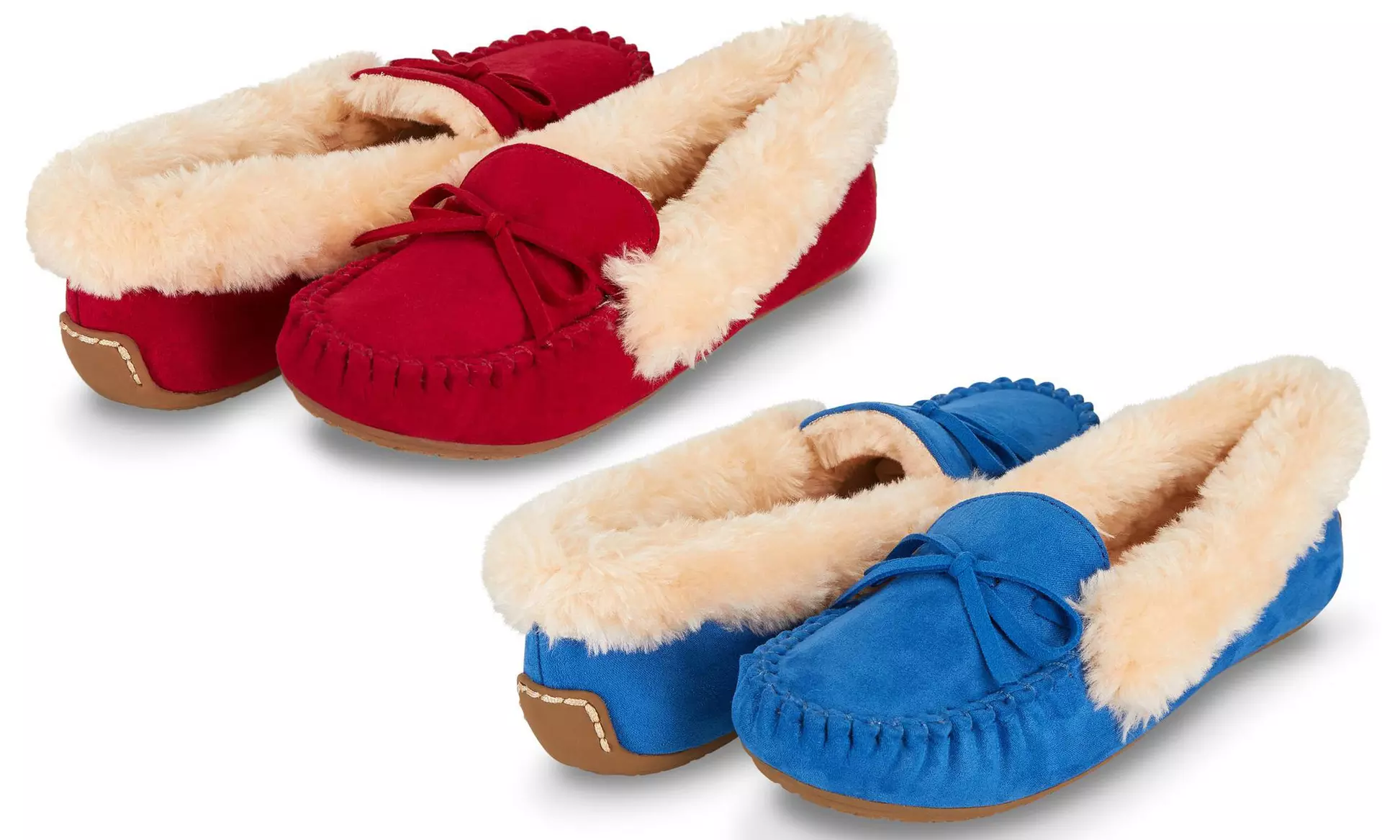 Floopi Women's Basic Memory Foam Moccasin Slipper W/Faux Fur Collar - Primary Image