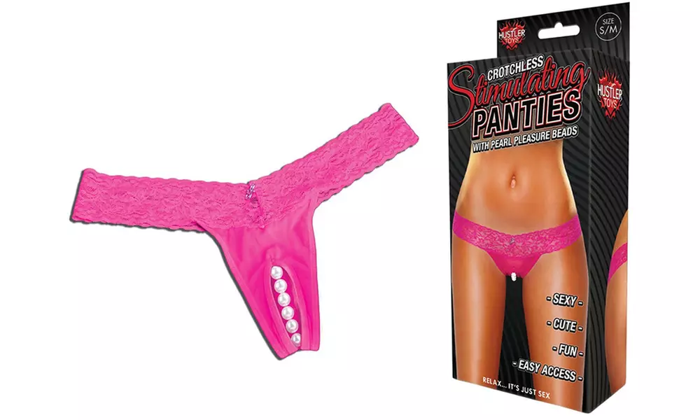 Hustler Crotchless Pearl Bead Stimulating Panties - Primary Image