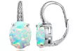 Opal and White Topaz Oval Leverback Earrings in Sterling Silver - Second Medium