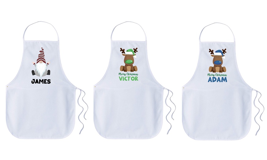 Image 4: Personalized Kids Christmas Aprons for Holiday Fun!