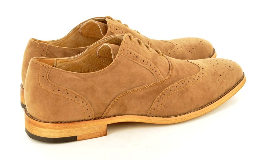 Image 21: Men's Faux Suede Brogue Shoes