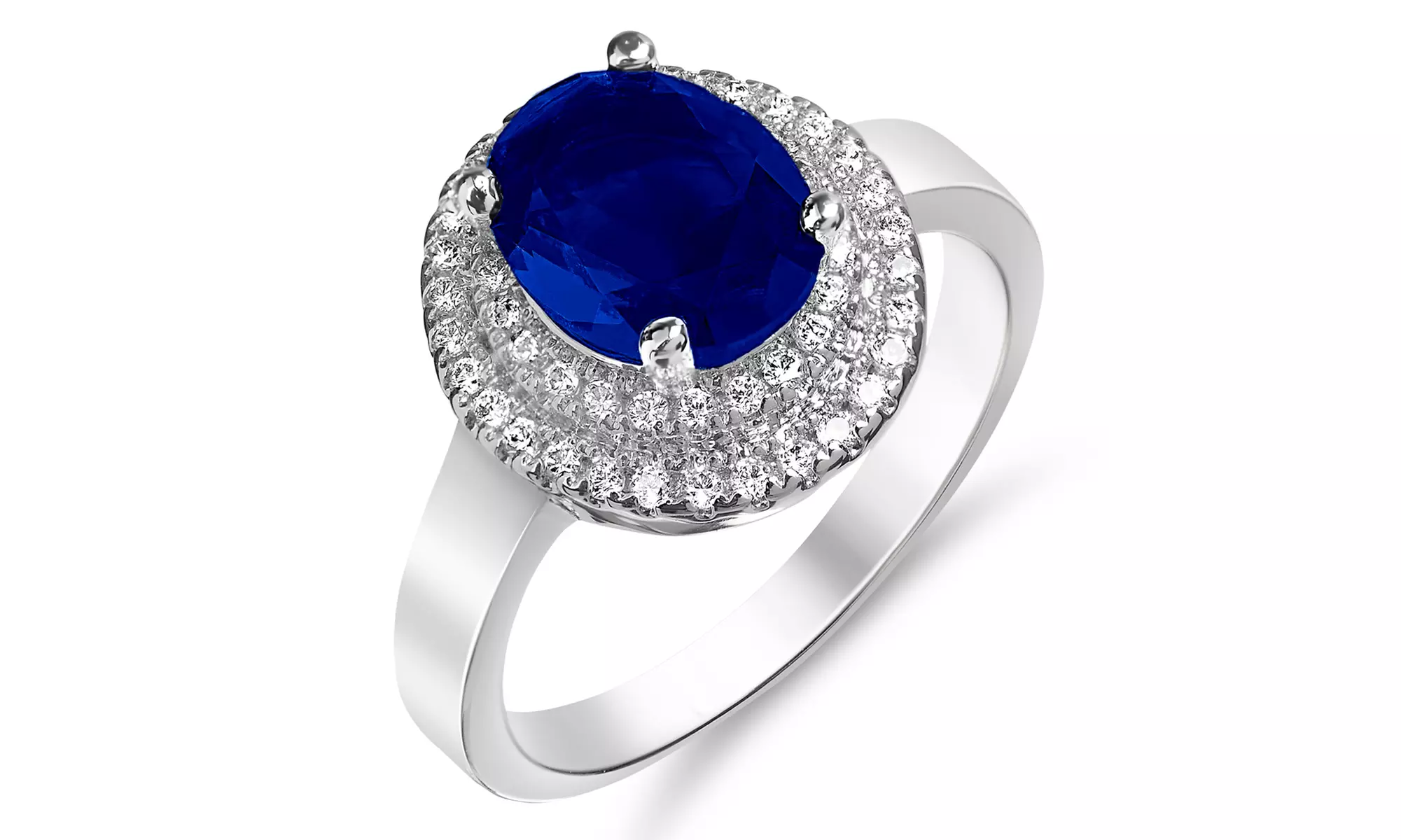 Bague avec saphir bleu simulé - Primary Image