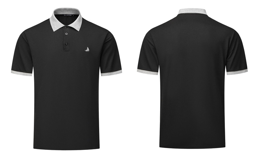 Image 2: Men's Contrast Collar Polo Shirt