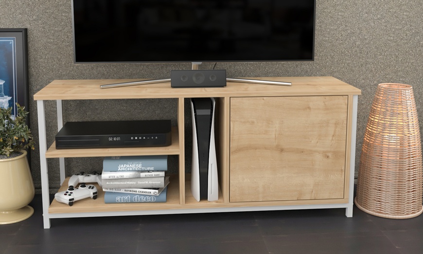 Image 13: Neola Media Television Stand with Open Shelves and Cabinet