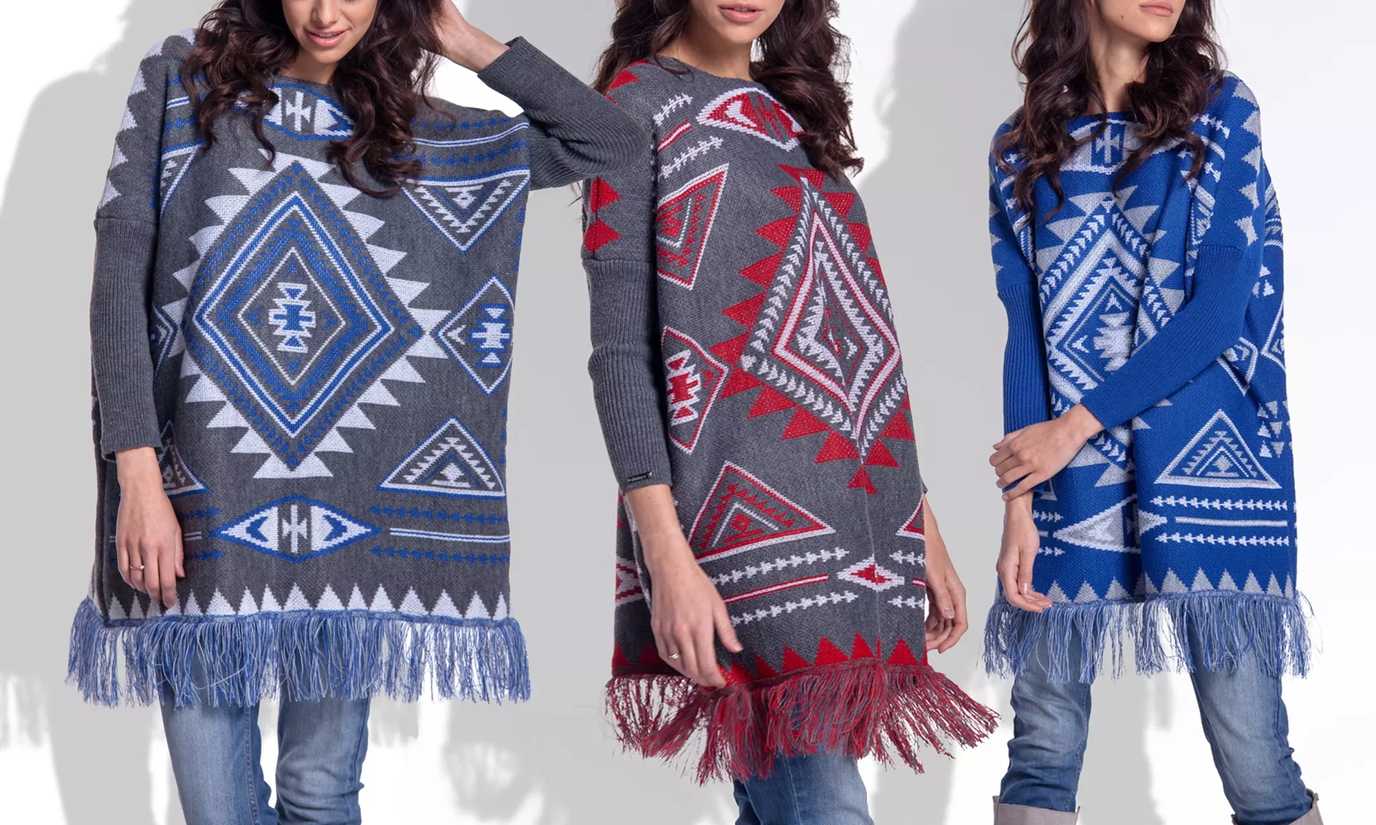 Modische Damen-Tunika mit Fransen im Aztec-Design in der Farbe nach Wahl - Primary Image