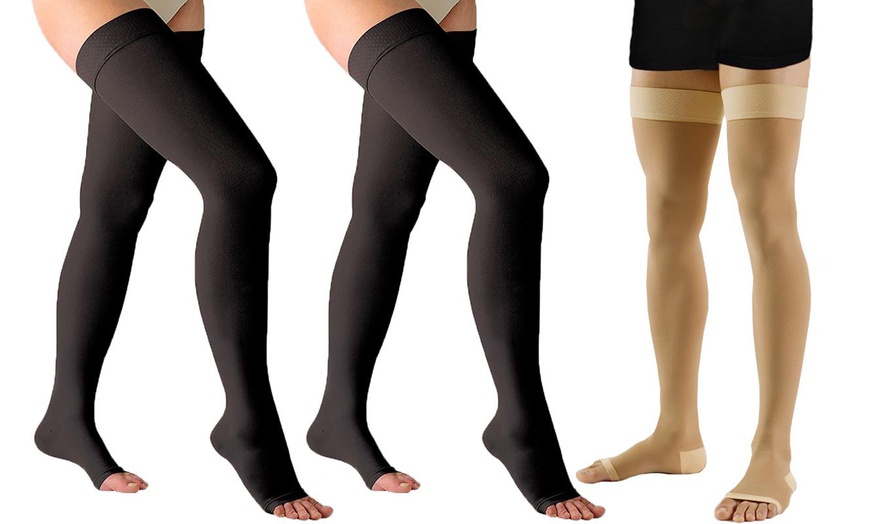 Image 7: Unisex Open-Toe Compression Socks